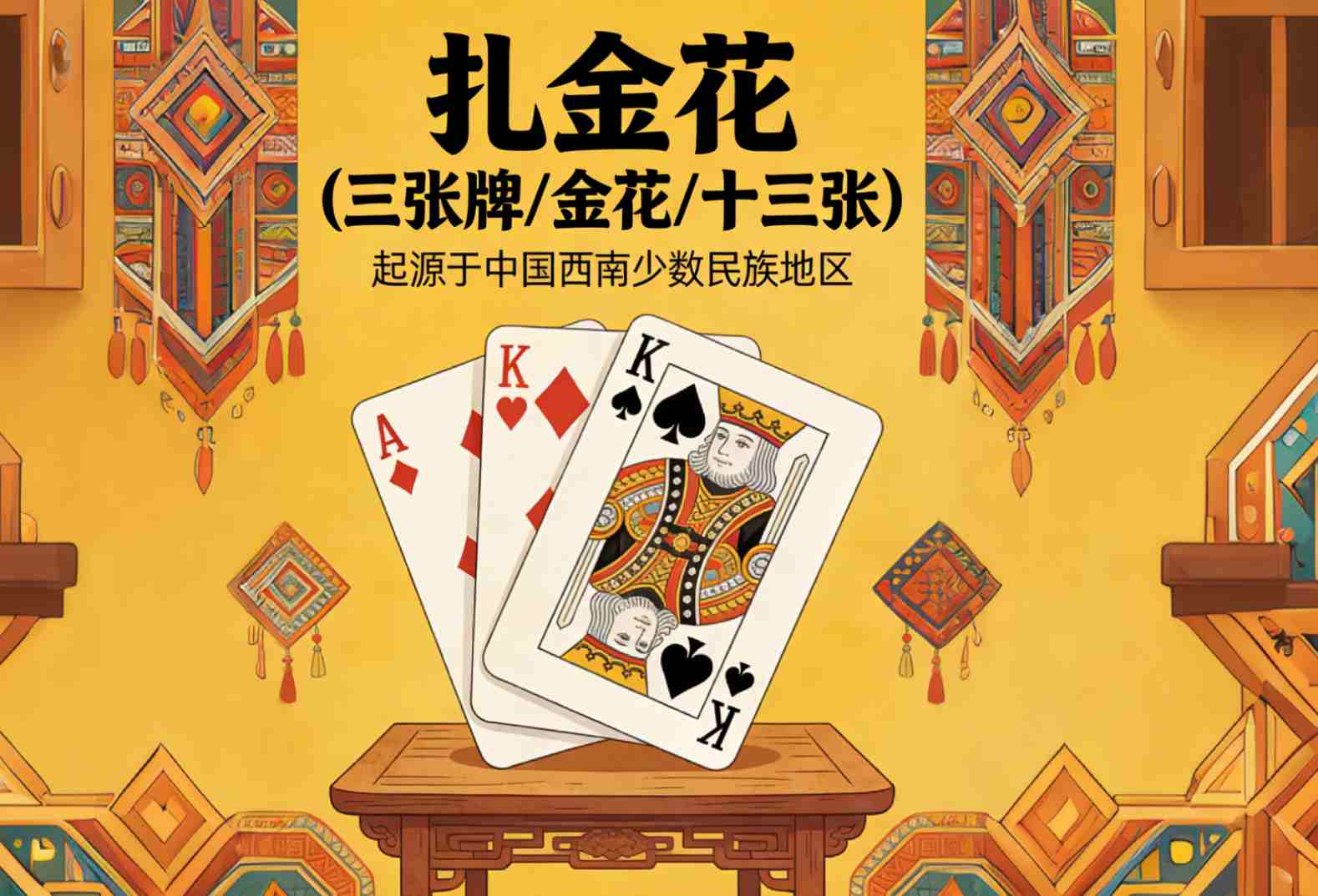 扎金花，又叫三张牌、金花、十三张，起源于中国西南少数民族地区